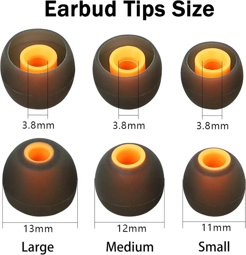 AQIMY Silicone Replacement Earbud Covers Fit Most in-Ear Earbuds(Inner Hole 3.8mm -5.1mm) Headphone Ear Tips 9 Pairs S M L - Image 2